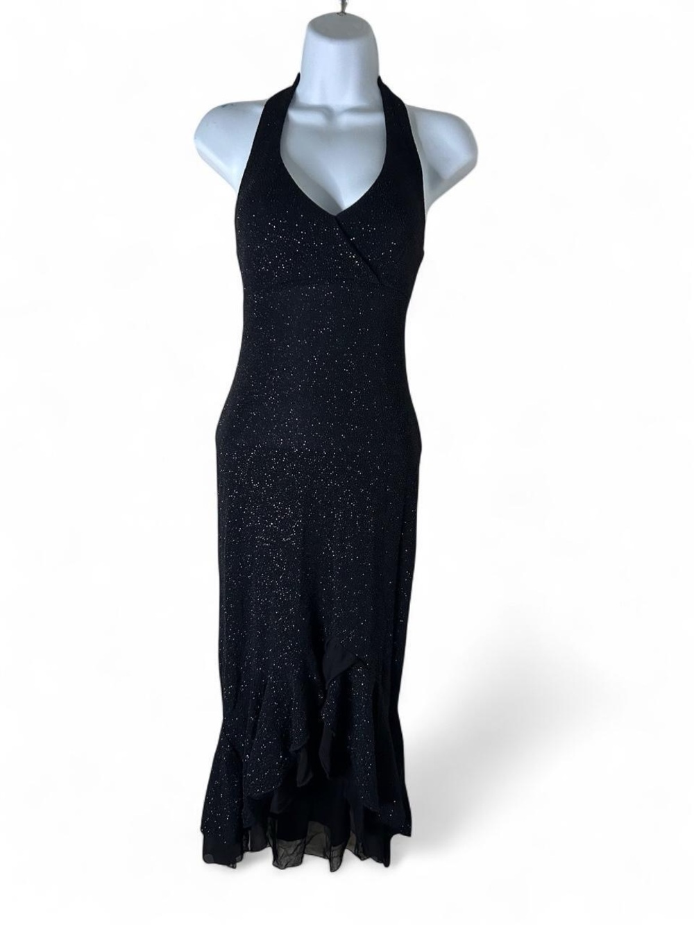Vintage 90’s Jodi Kristopher Black Glittery Halter Party Dress